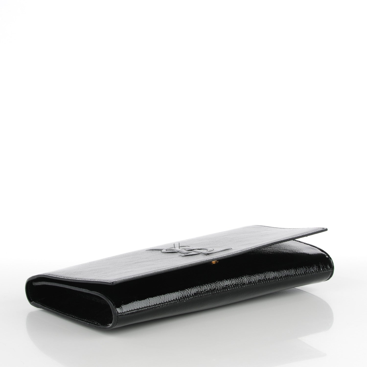 Saint Laurent Textured Patent Monogram Large Belle De Jour Clutch Black 4 of 7