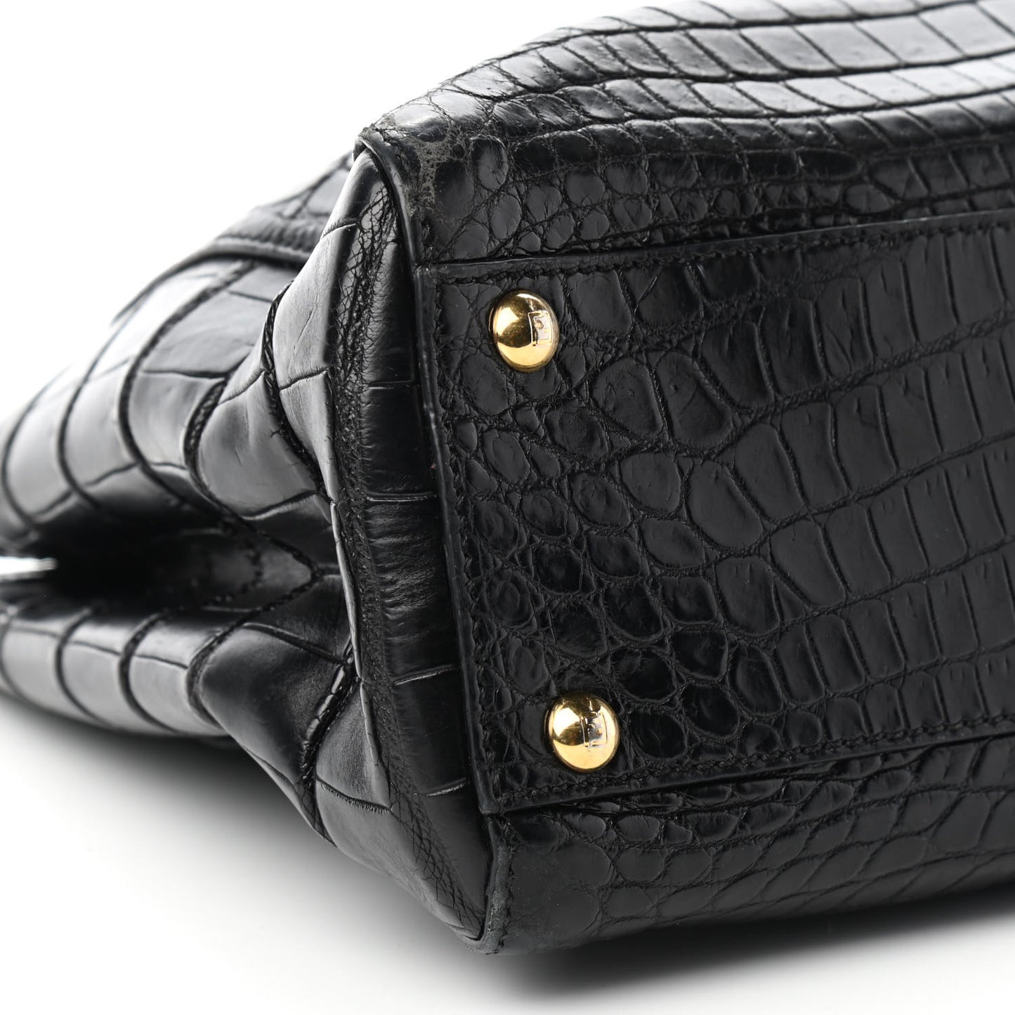 Crocodile Medium Peekaboo Iconic Satchel Black