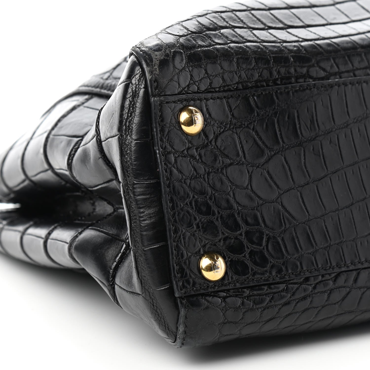 Fendi Crocodile Medium Peekaboo Iconic Satchel Black 9 of 10