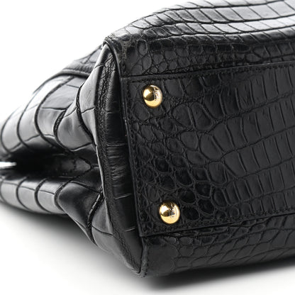 Fendi Crocodile Medium Peekaboo Iconic Satchel Black 9 of 10