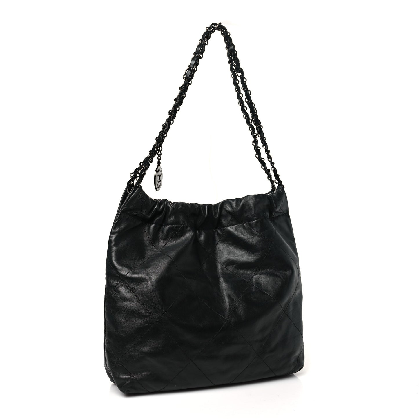Shiny Calfskin Quilted Small Chanel 22 So Black