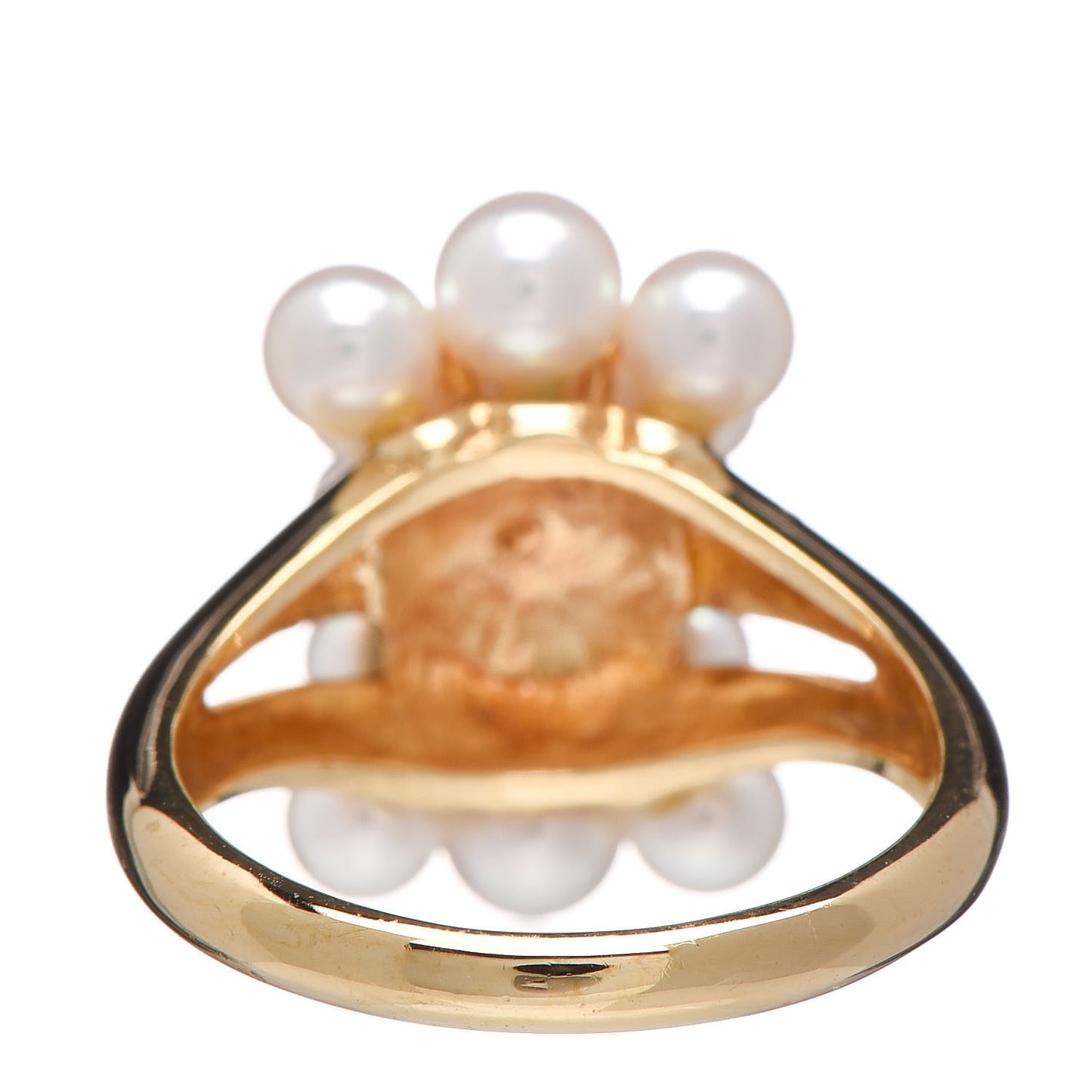 18K Yellow Gold Akoya Pearl 3-4.5mm Cluster Ring 52 6