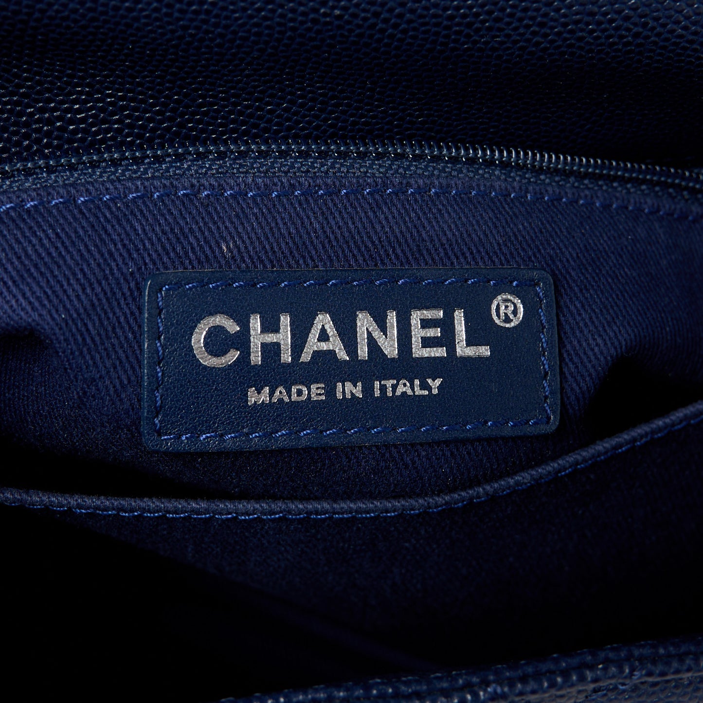 Caviar Quilted Mini Coco Handle Flap Navy Blue Blue