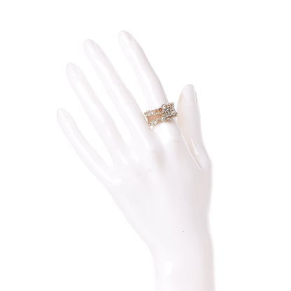 Chanel Crystal Enamel CC Ring 7 Gold 2 of 5