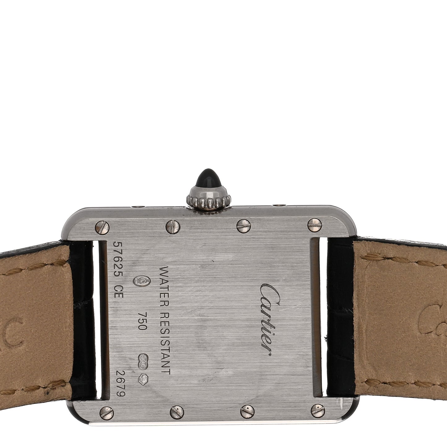 18K White Gold Alligator 22mm Tank Louis Quartz Watch