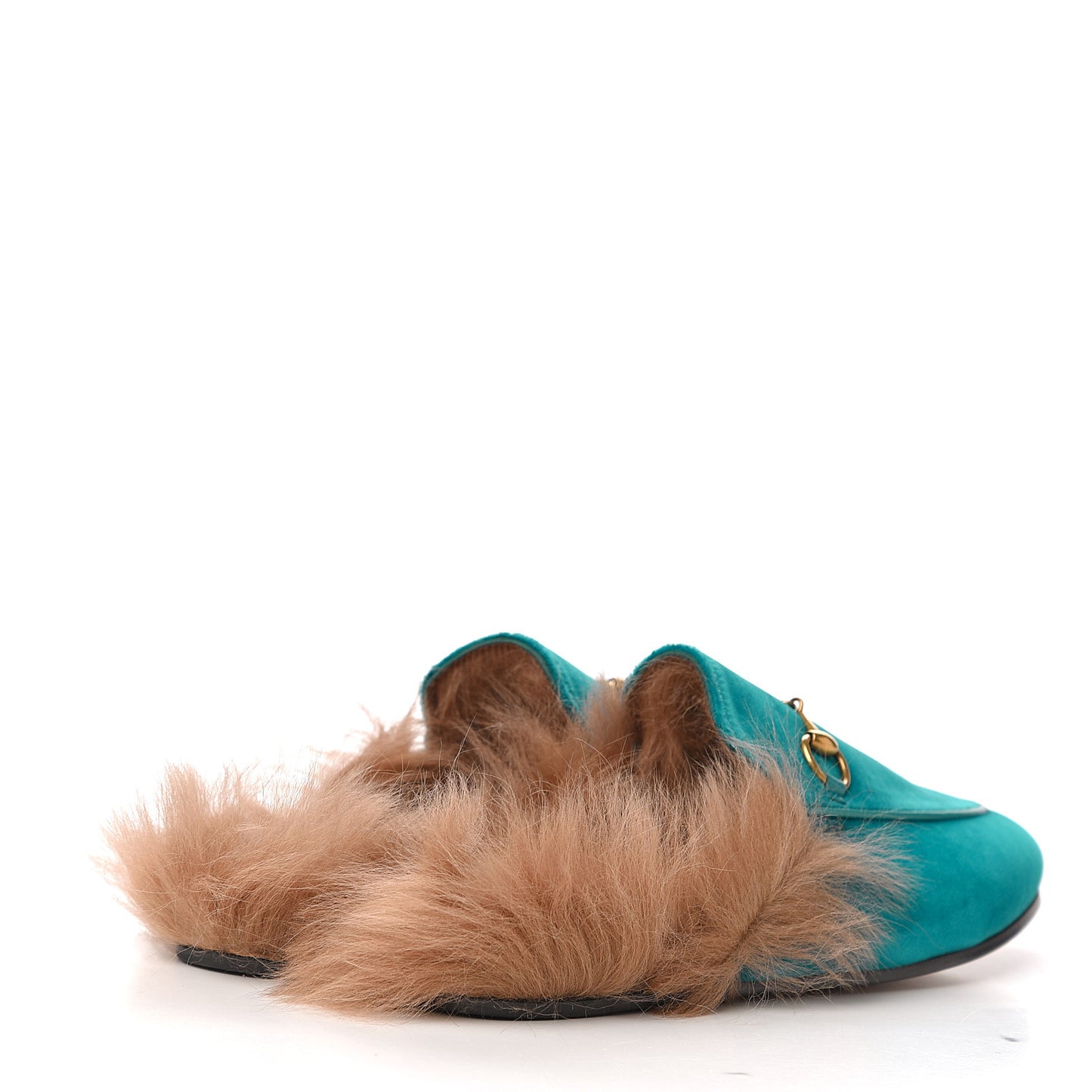Velvet Fur Womens Princetown Slippers 37 Cyan