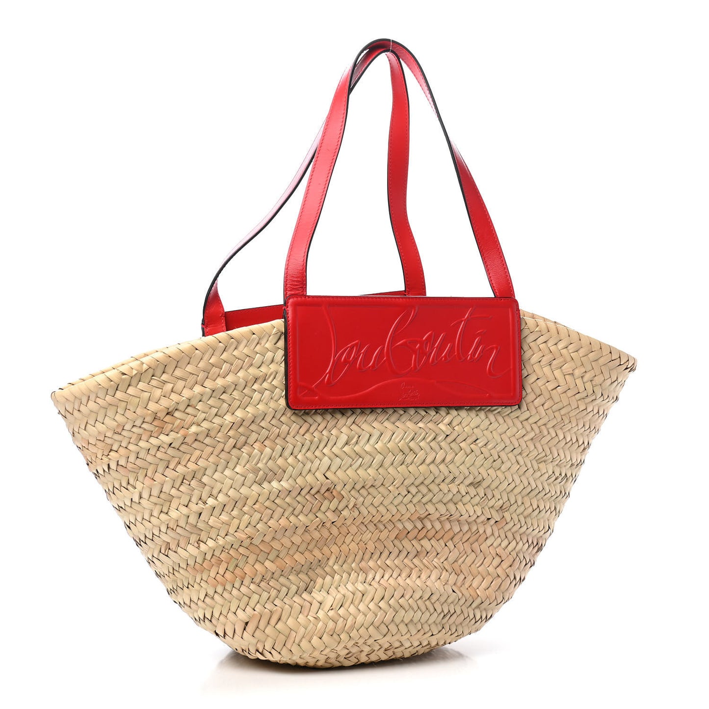Woven Straw Loubishore Tote Red