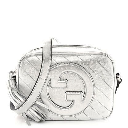 Gucci Metallic Sakai Be Green Calfskin Diagonal Stitched Small Blondie Shoulder Bag Silver 1 of 10