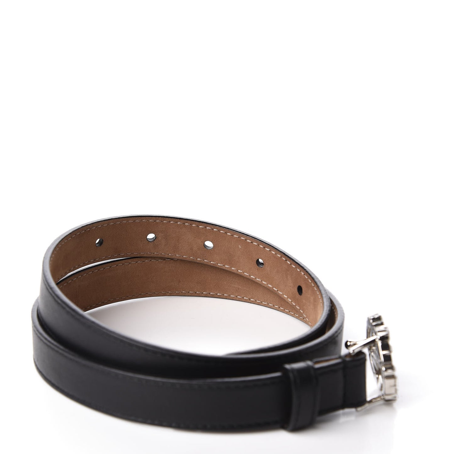 Calfskin Crystal Interlocking G Belt 65 26 Black