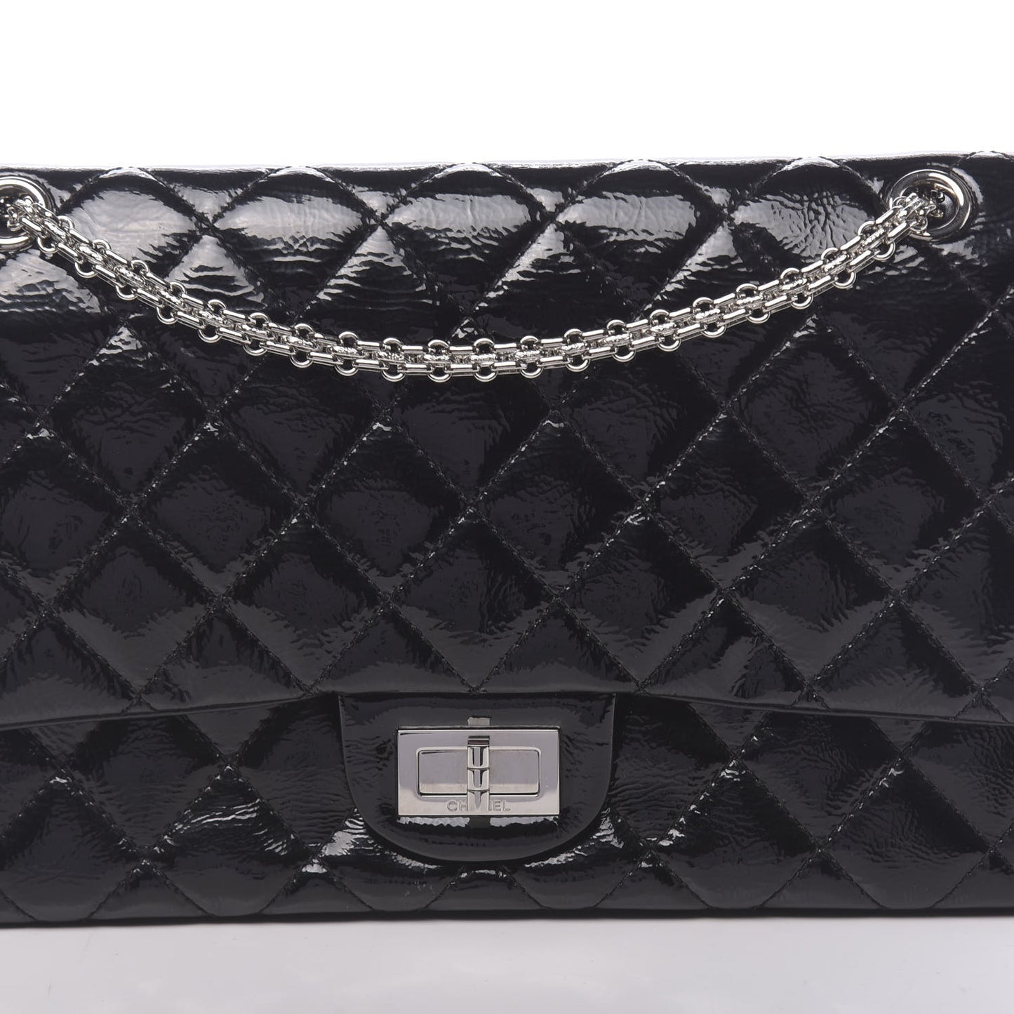 Distressed Patent Quilted 2.55 Reissue 227 Flap Black