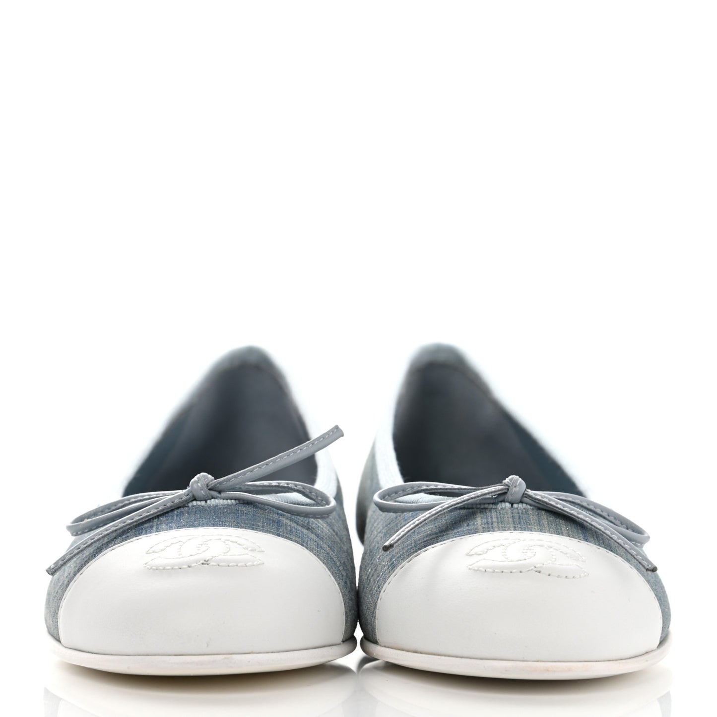 Suede Calfskin Lambskin CC Cap Toe Ballerina Flats 36.5 Light Blue