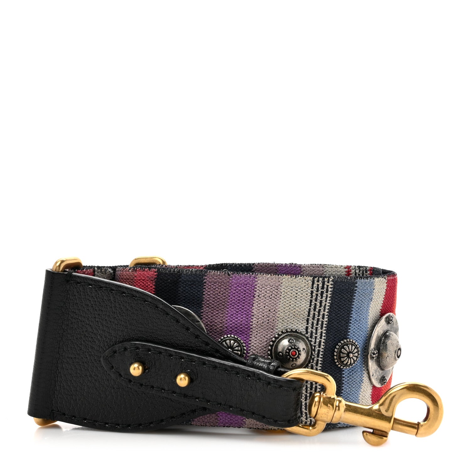 Christian Dior Canvas Embroidered Studded Rainbow Shoulder Strap 1 of 4