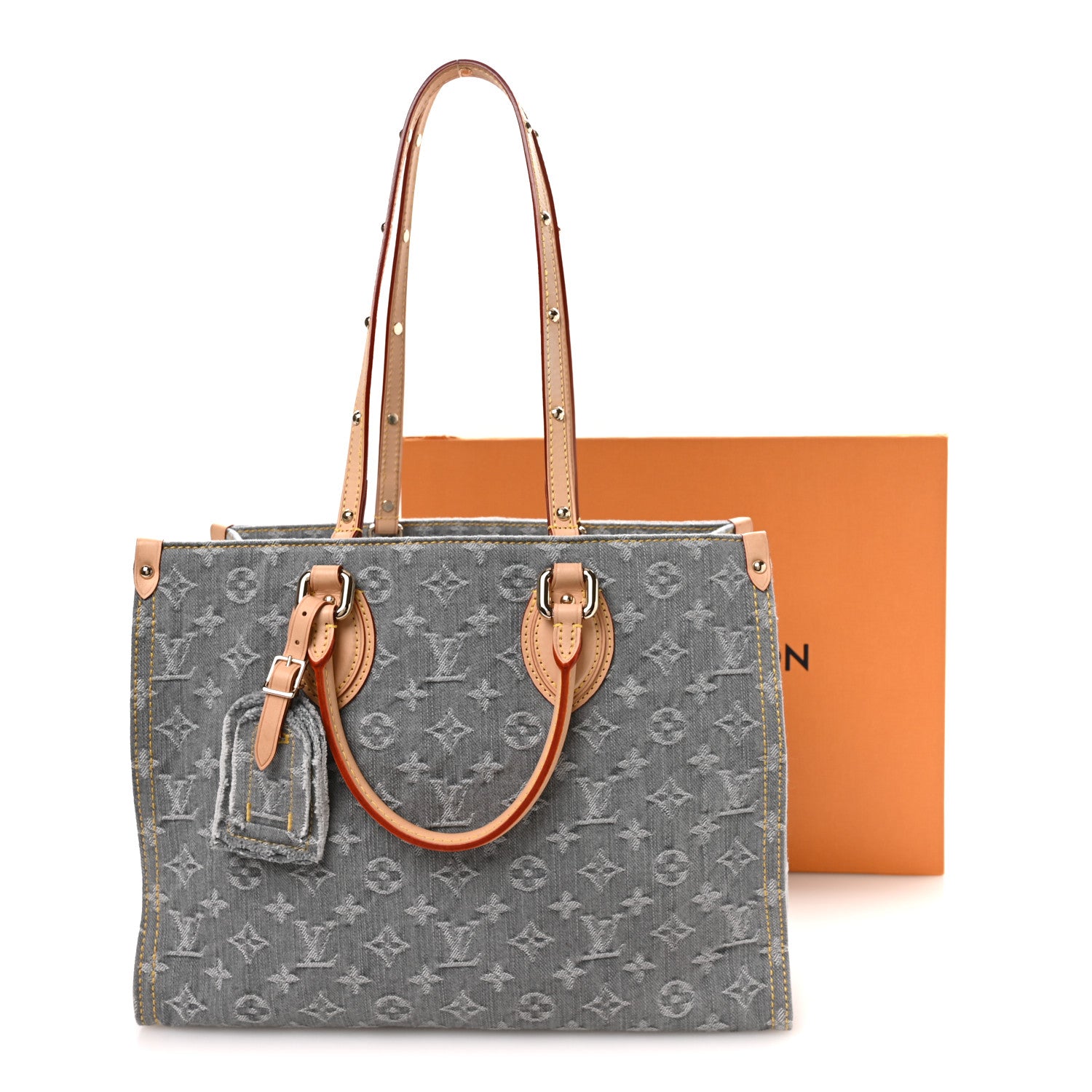 Louis Vuitton Monogram Denim Onthego MM Washed Grey 10 of 10