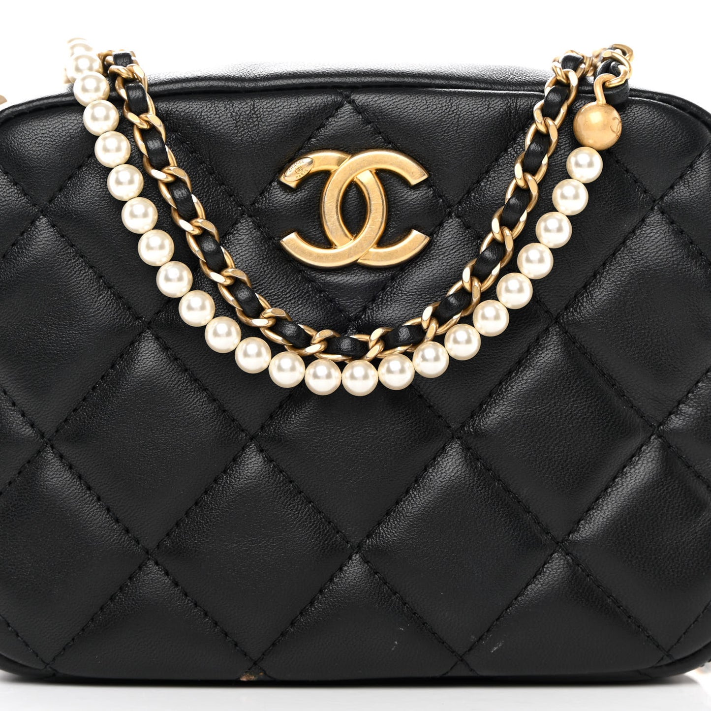 Lambskin Quilted Mini My Perfect Camera Case Black