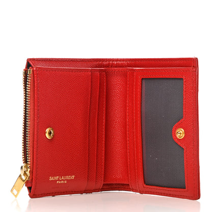 Saint Laurent Grain De Poudre Matelasse Chevron Monogram Zipped Card Case Bandana Red 5 of 8