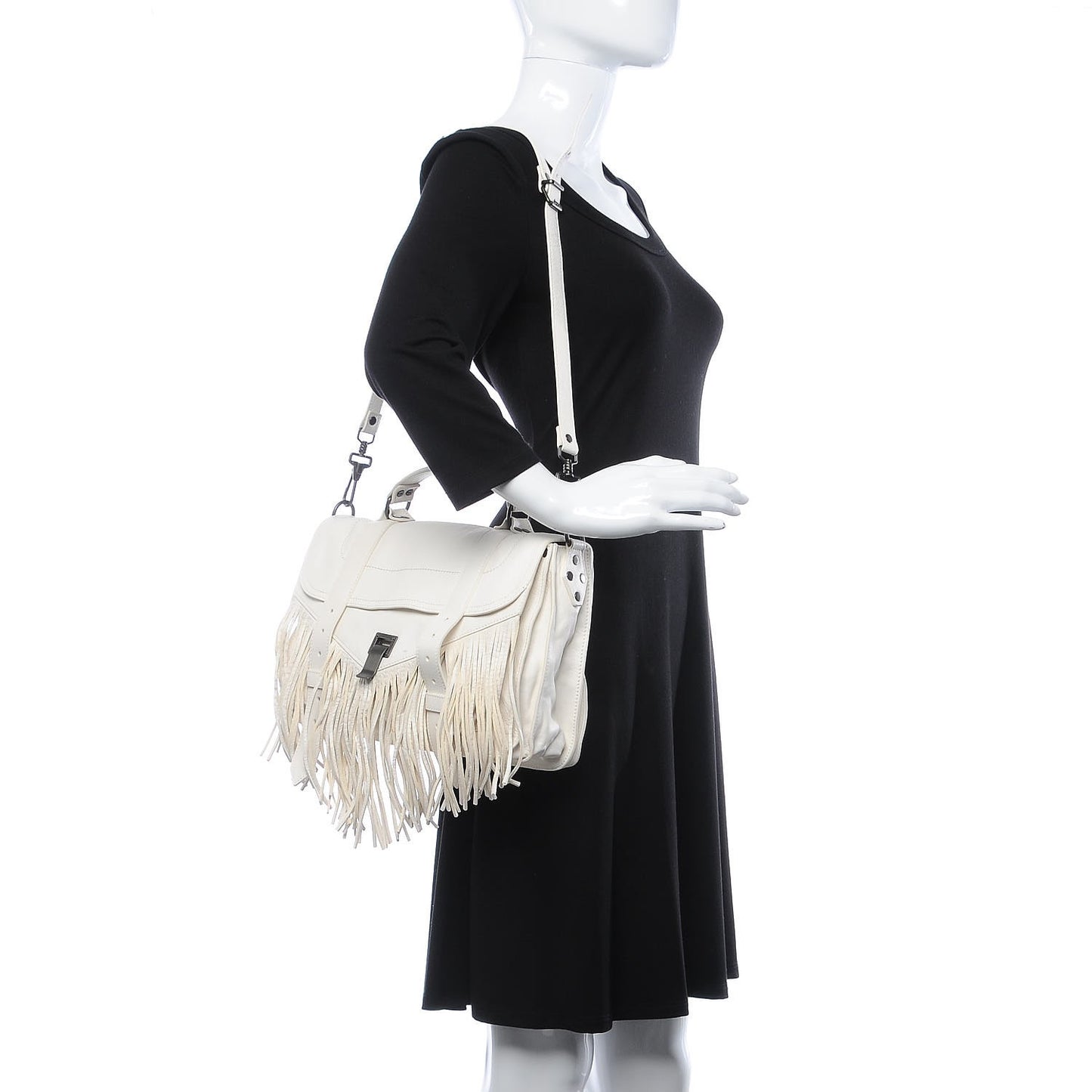 Lambskin Fringe Medium PS1 Satchel White