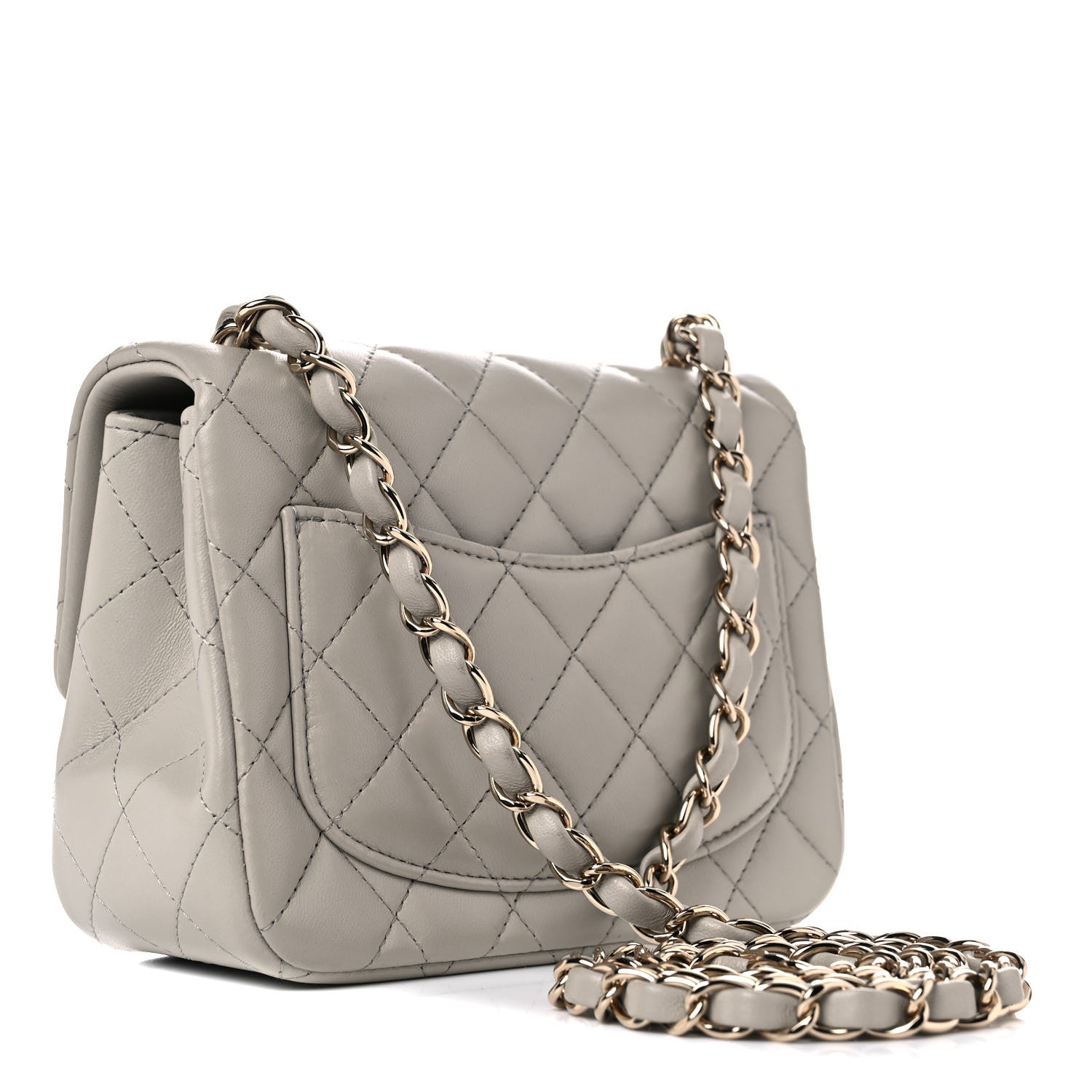 Chanel Lambskin Quilted Mini Square Flap Light Grey 2 of 9