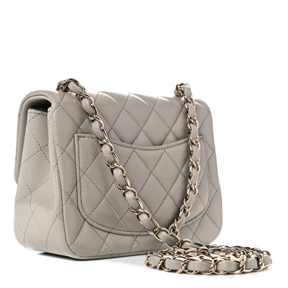 Chanel Lambskin Quilted Mini Square Flap Light Grey 2 of 9