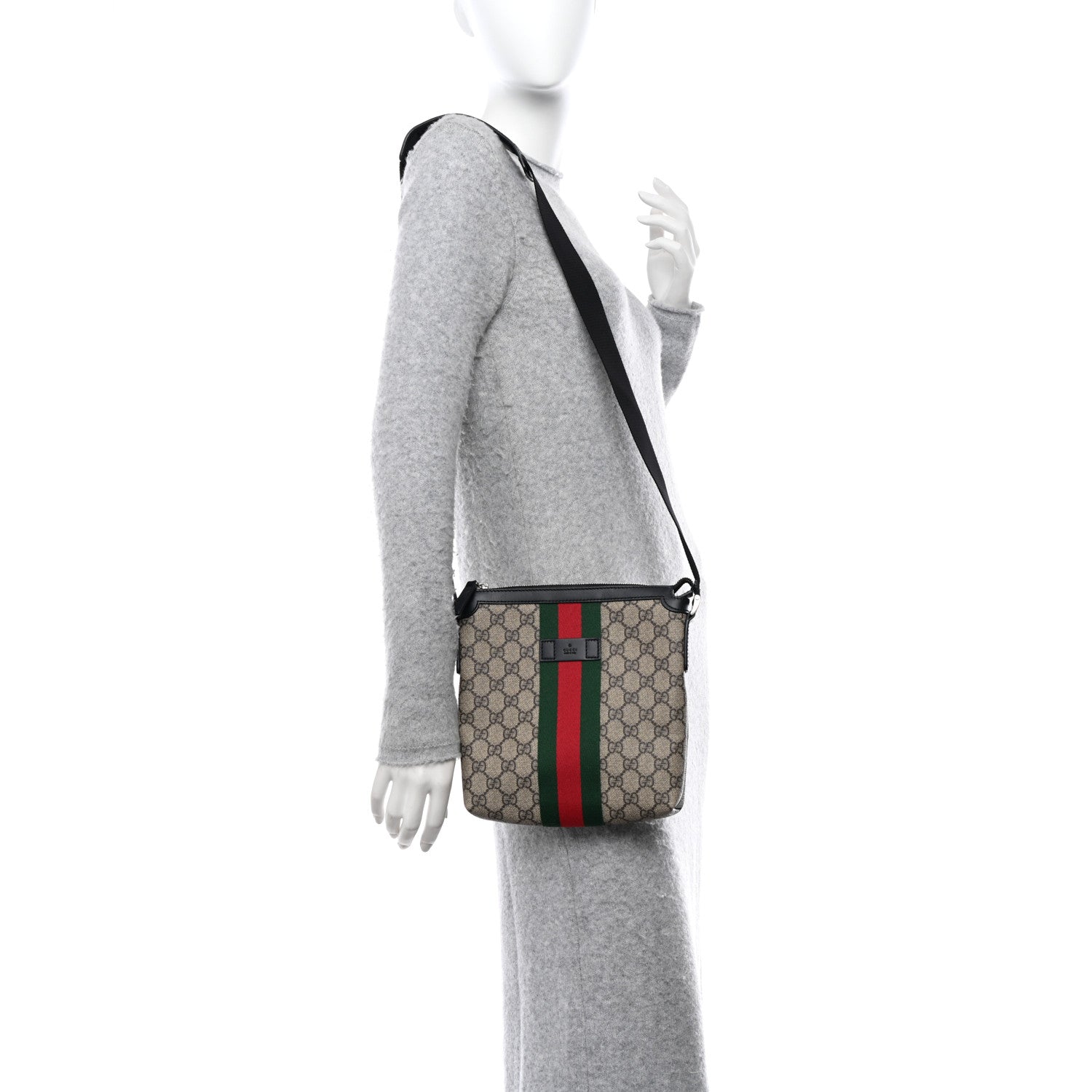 Gucci GG Supreme Monogram Web Messenger Bag Black 2 of 12