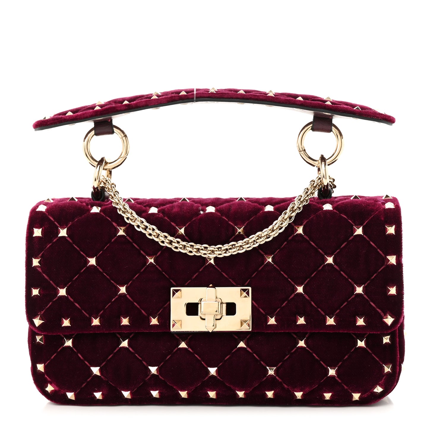 Velvet Small Rockstud Spike Shoulder Bag Rubino