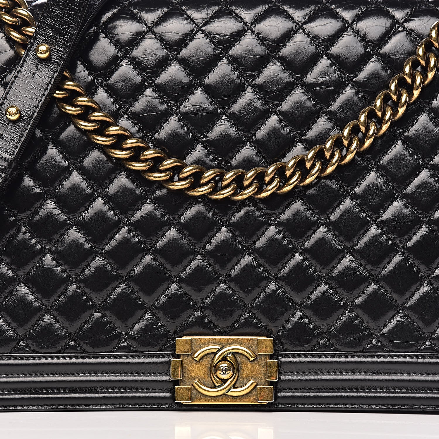 Chanel Aged Glazed Calfskin Quilted Large Boy Flap Black 16 of 16