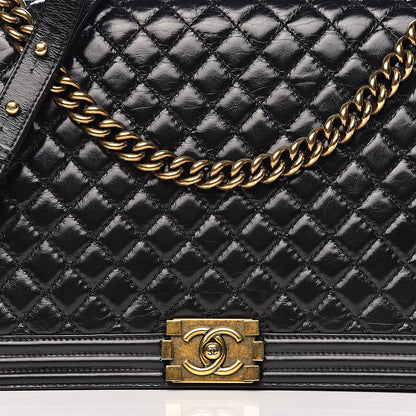 Chanel Aged Glazed Calfskin Quilted Large Boy Flap Black 16 of 16