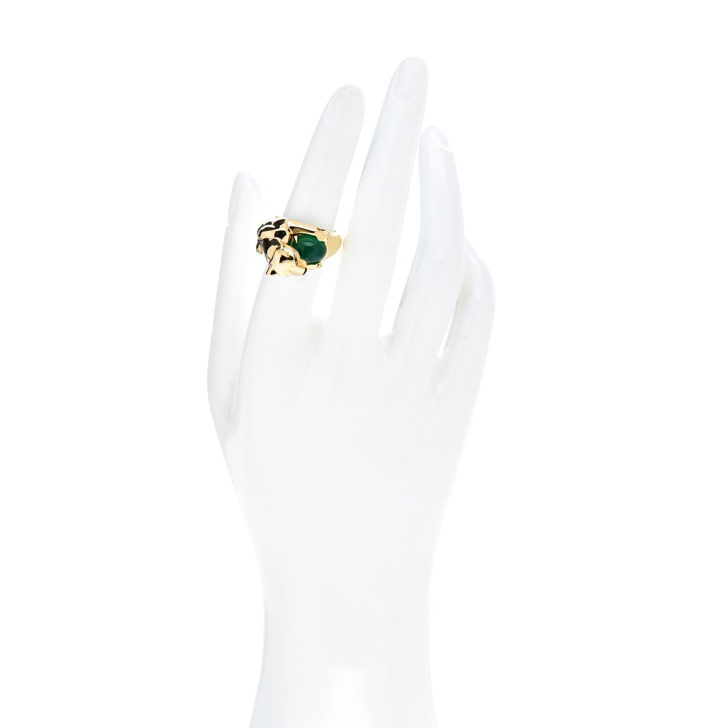 18K Yellow Gold Onyx Chalcedony Panthère De Cartier Ring 53 6.5