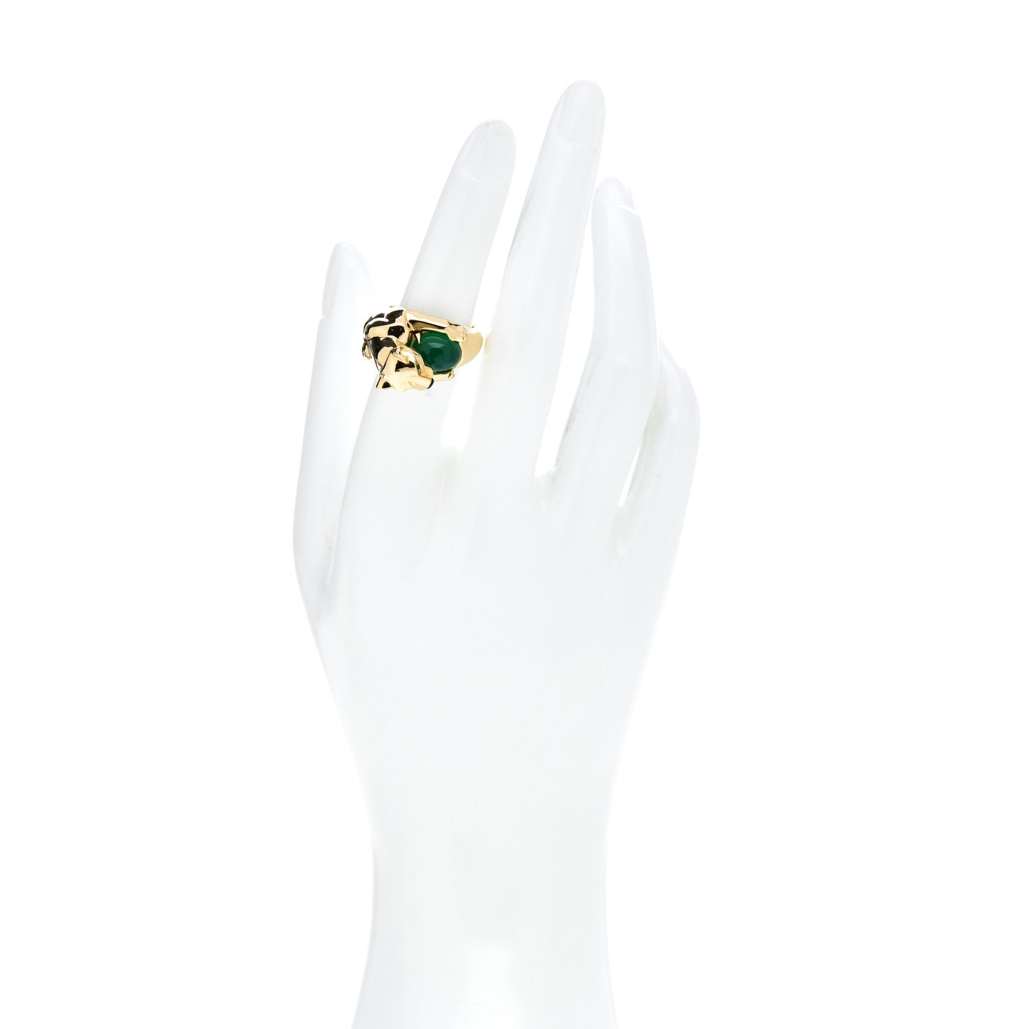 Cartier 18K Yellow Gold Onyx Chalcedony Panthère De Cartier Ring 53 6.5 2 of 5