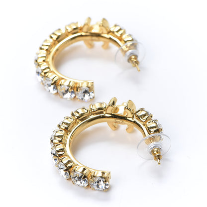 Chanel Crystal CC Turnlock Hoop Earrings Gold 3 of 6