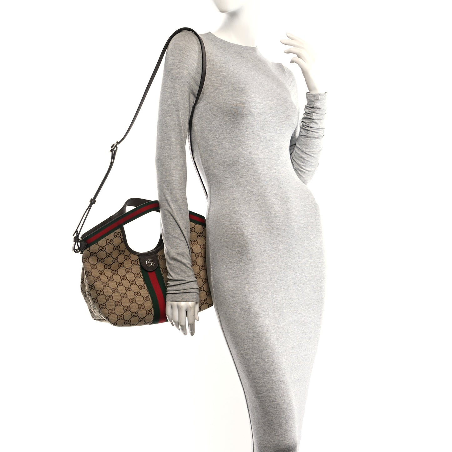 Monogram Web Small Giglio Tote Beige Dark Brown