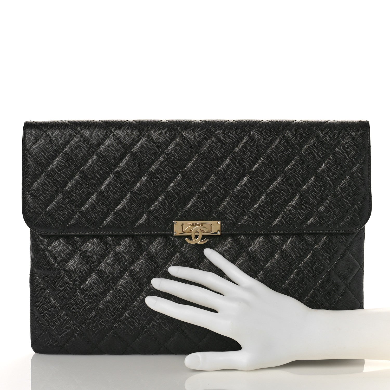 Chanel Caviar Quilted Large Golden Class Pouch Black 2 of 8