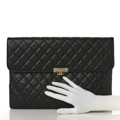Chanel Caviar Quilted Large Golden Class Pouch Black 2 of 8