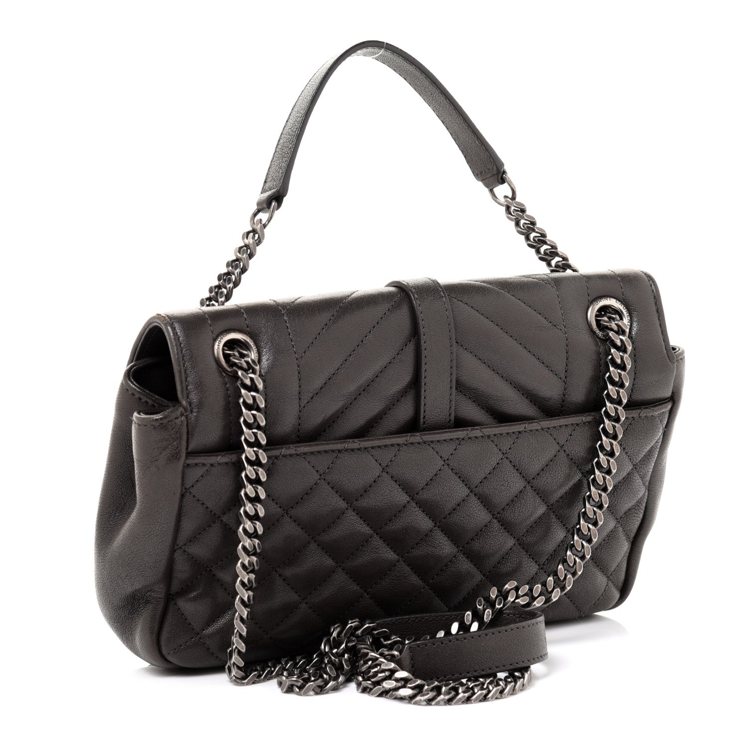 Saint Laurent Sheepskin Tri-Quilt Monogram Medium College Bag Coal 3 of 14