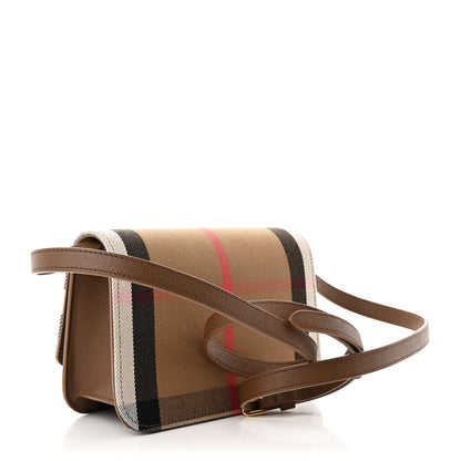 Burberry Grained Calfskin House Check Small Madison Shoulder Bag Earth 3 of 10