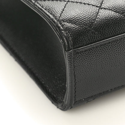 Saint Laurent Grain De Poudre Textured Mixed Matelasse Triquilt Medium Monogram Monochrome Satchel Black 8 of 9