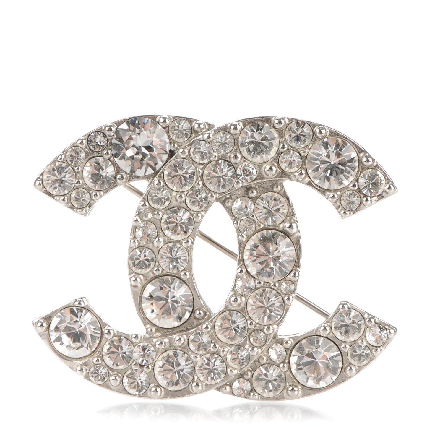 Crystal Large CC Brooch Silver