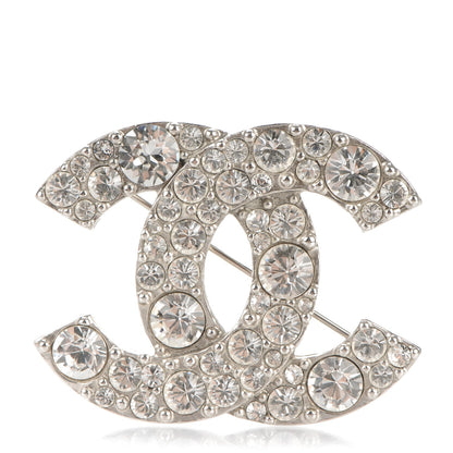 Chanel Crystal Large CC Brooch Silver 1 of 4