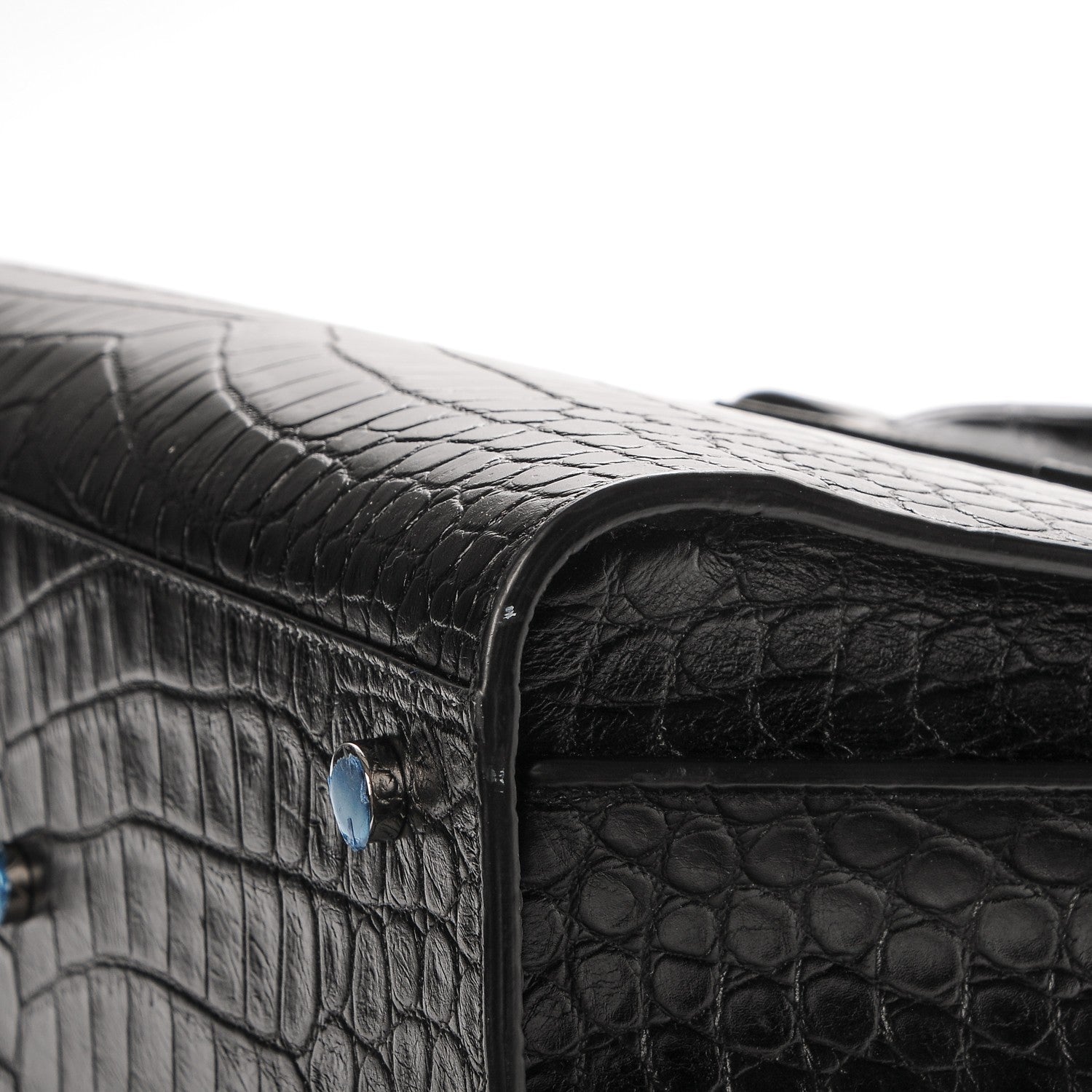 Saint Laurent Calfskin Crocodile Embossed Small Sac de Jour Black 9 of 9