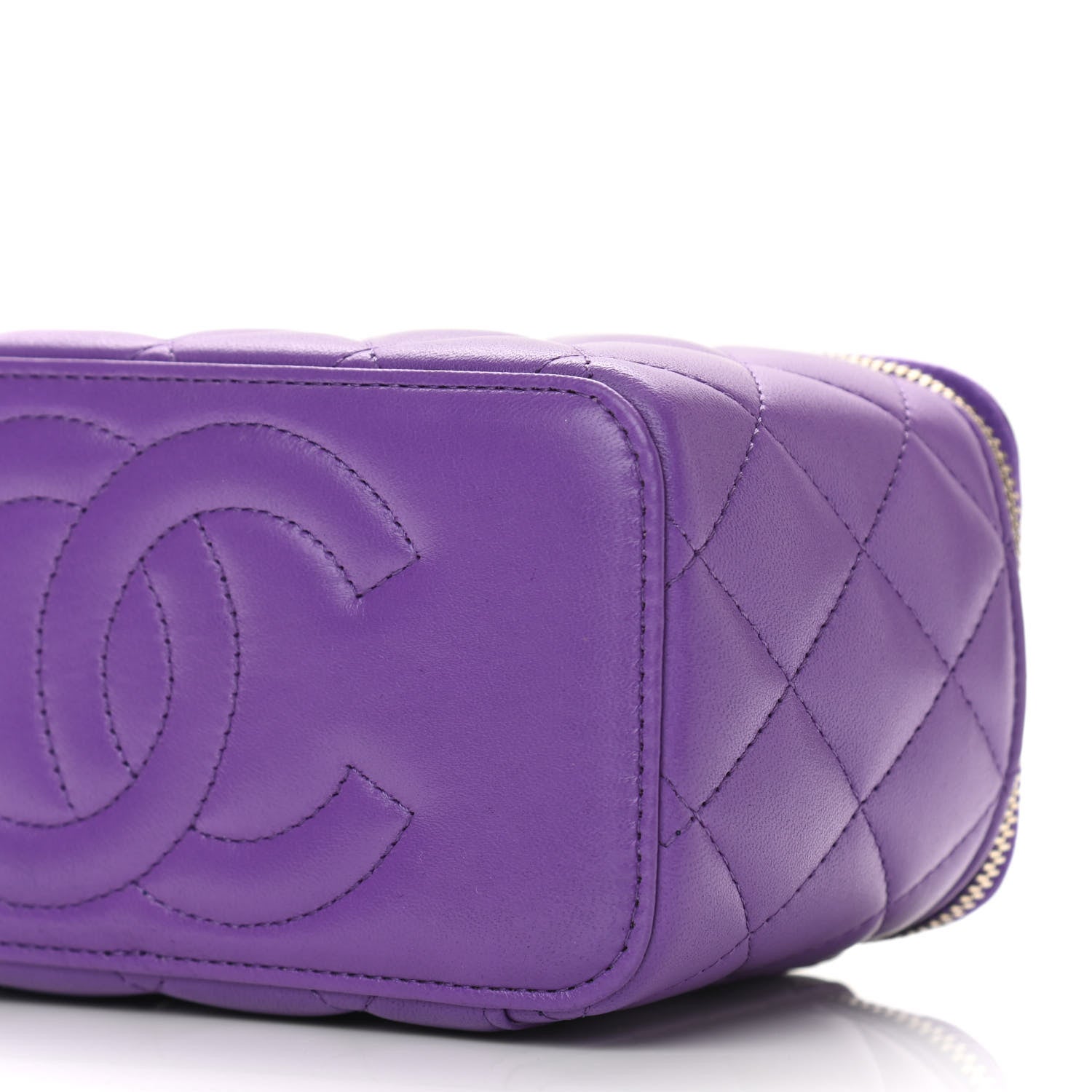 Chanel Lambskin Quilted Small Top Handle Vanity Case With Chain Purple 10 of 12