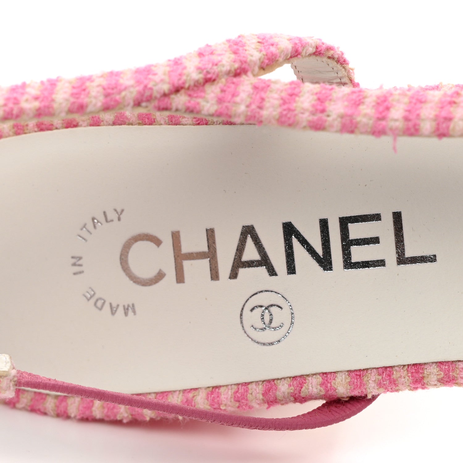 Chanel Fabric Grosgrain Cap Toe CC Striped Slingback Pumps 36 Pink Black 39.5 Pink Black 7 of 10