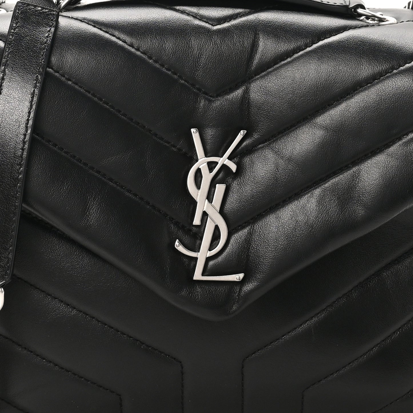 Calfskin Y Quilted Monogram Small Loulou Chain Satchel Black Black
