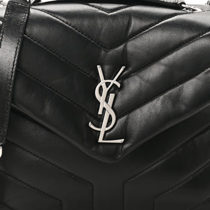 Saint Laurent Calfskin Y Quilted Monogram Small Loulou Chain Satchel Black Black 8 of 10