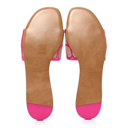 Valentino Garavani Toile Iconographe Vlogo 5mm Slide Sandals 38 Natural Pink PP 5 of 9