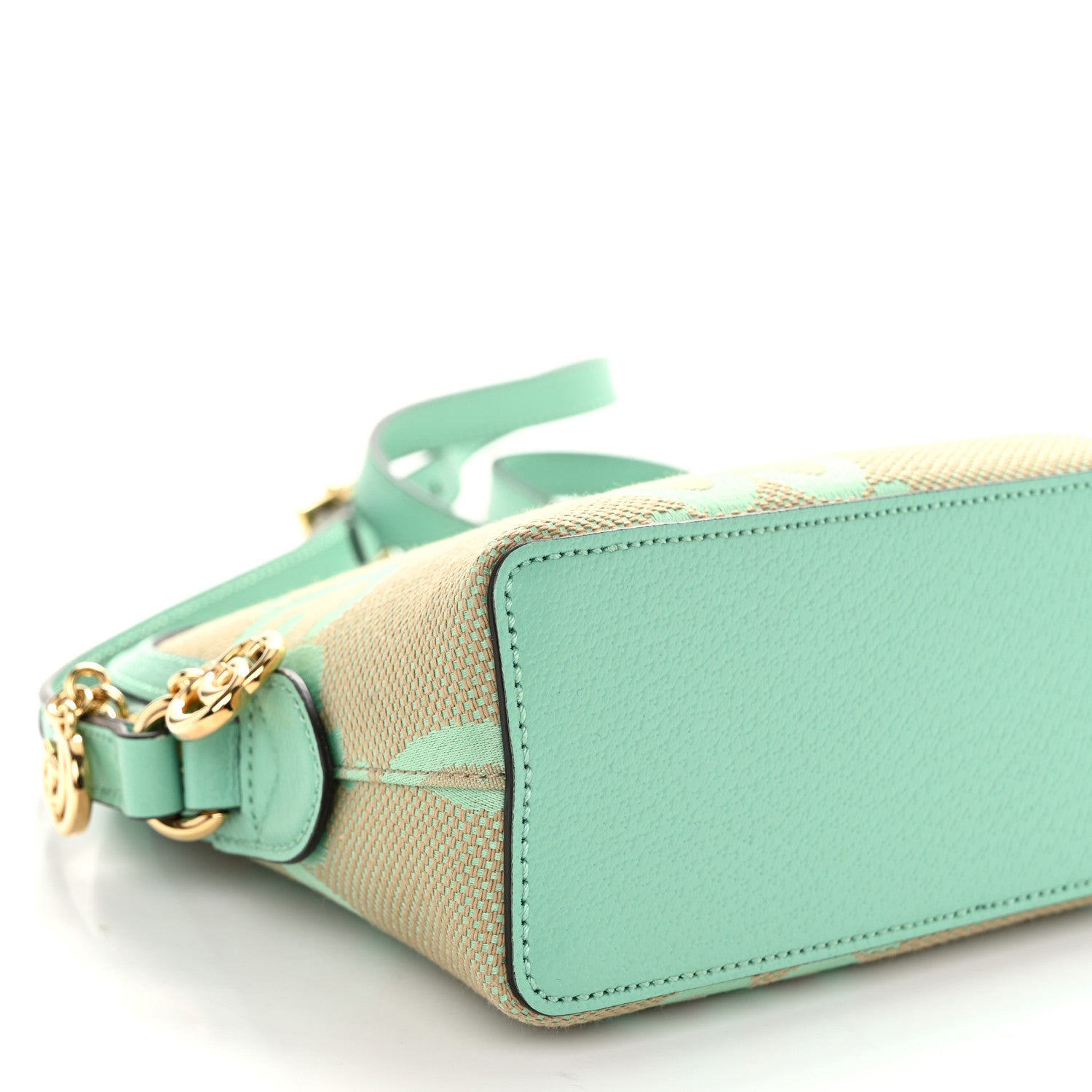 Gucci Monogram Jumbo GG Textured Dollar Calfskin Small Ophidia Dome Shoulder Bag Beige Pepperlight Mint 9 of 10
