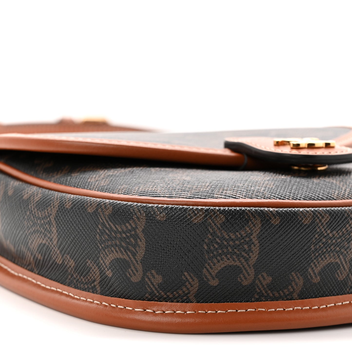 Canvas Calfskin Triomphe Mini Besace Tan
