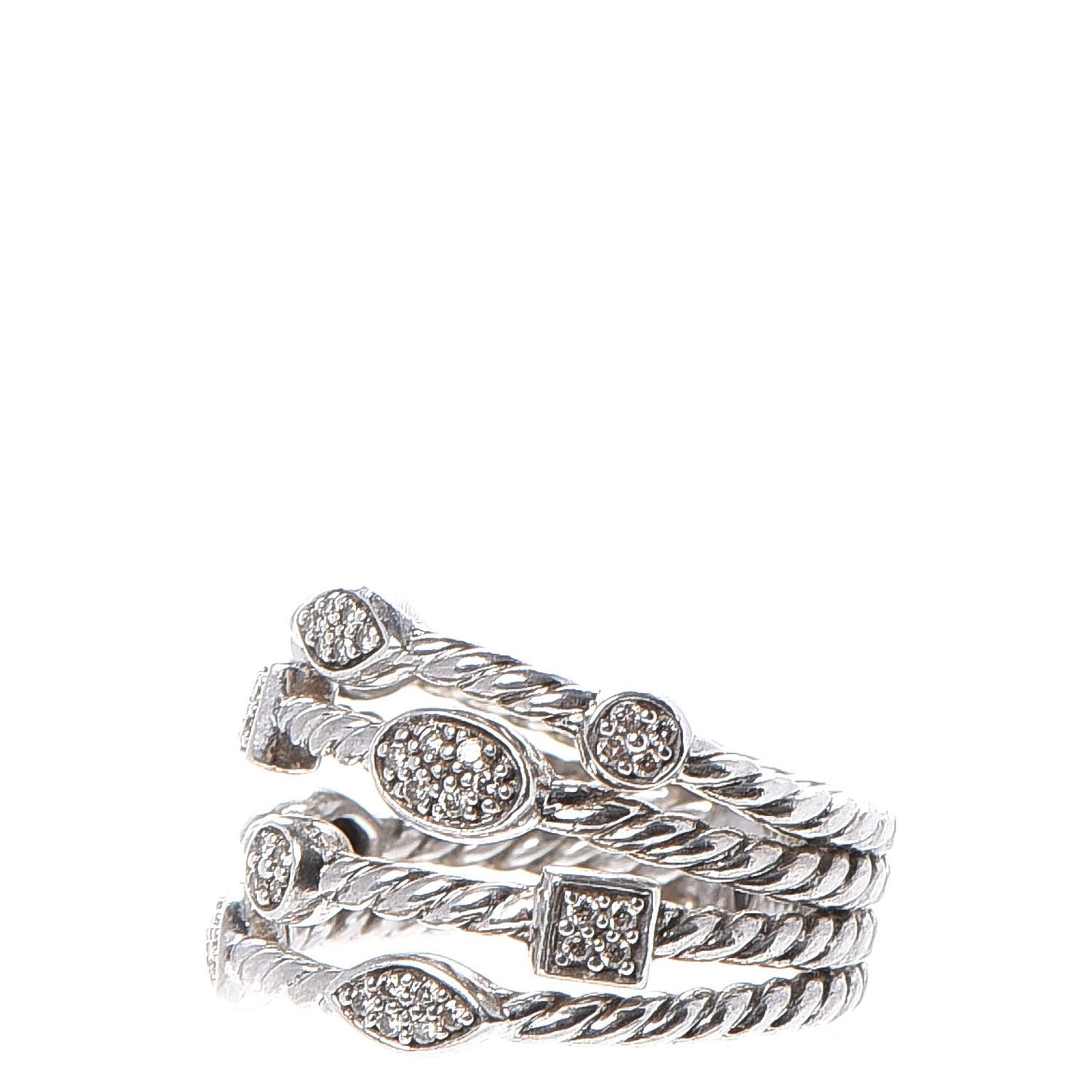 Sterling Silver Diamond Confetti 4 Row Ring 54.5 7