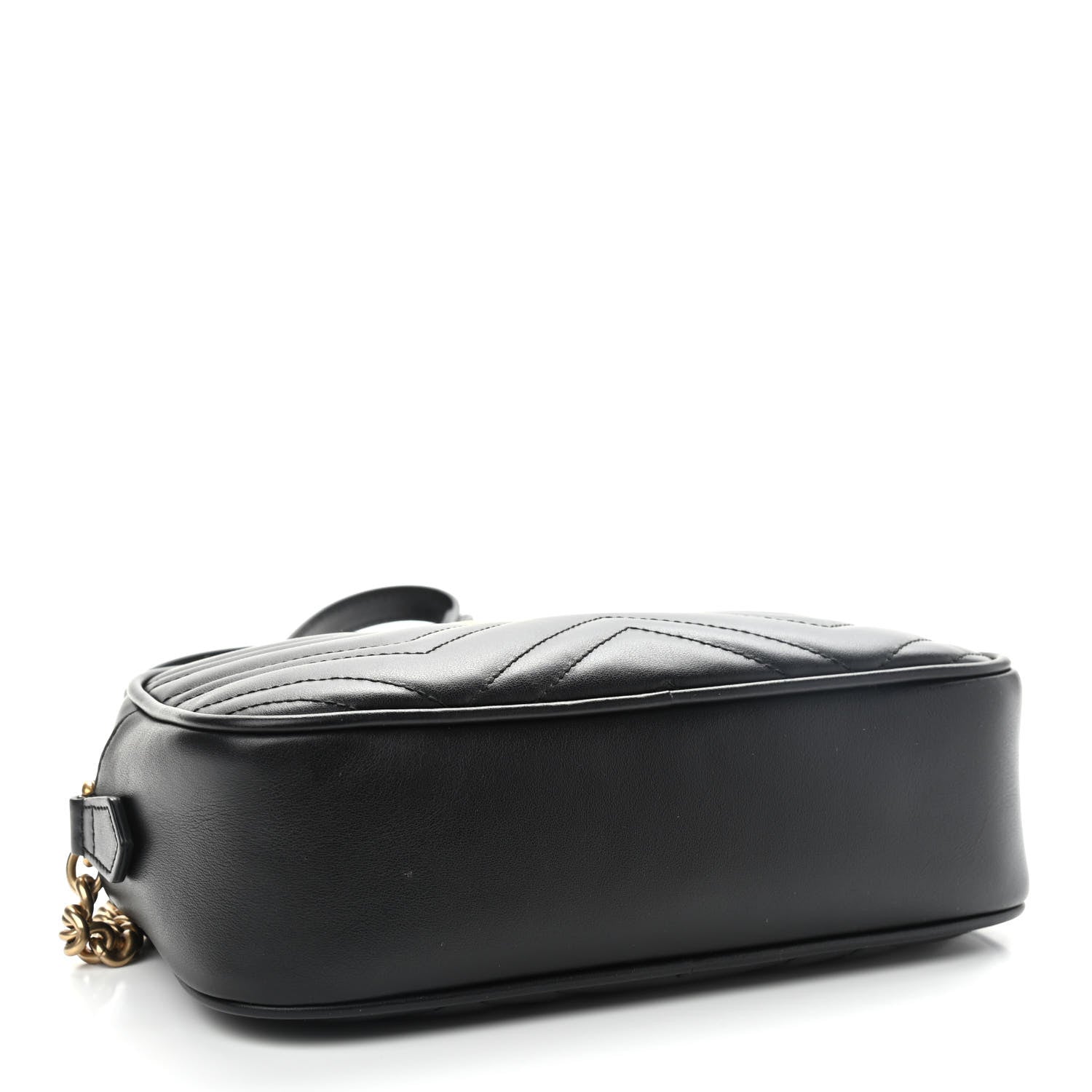 Gucci Calfskin Matelasse Small GG Marmont Chain Shoulder Bag Black 4 of 9