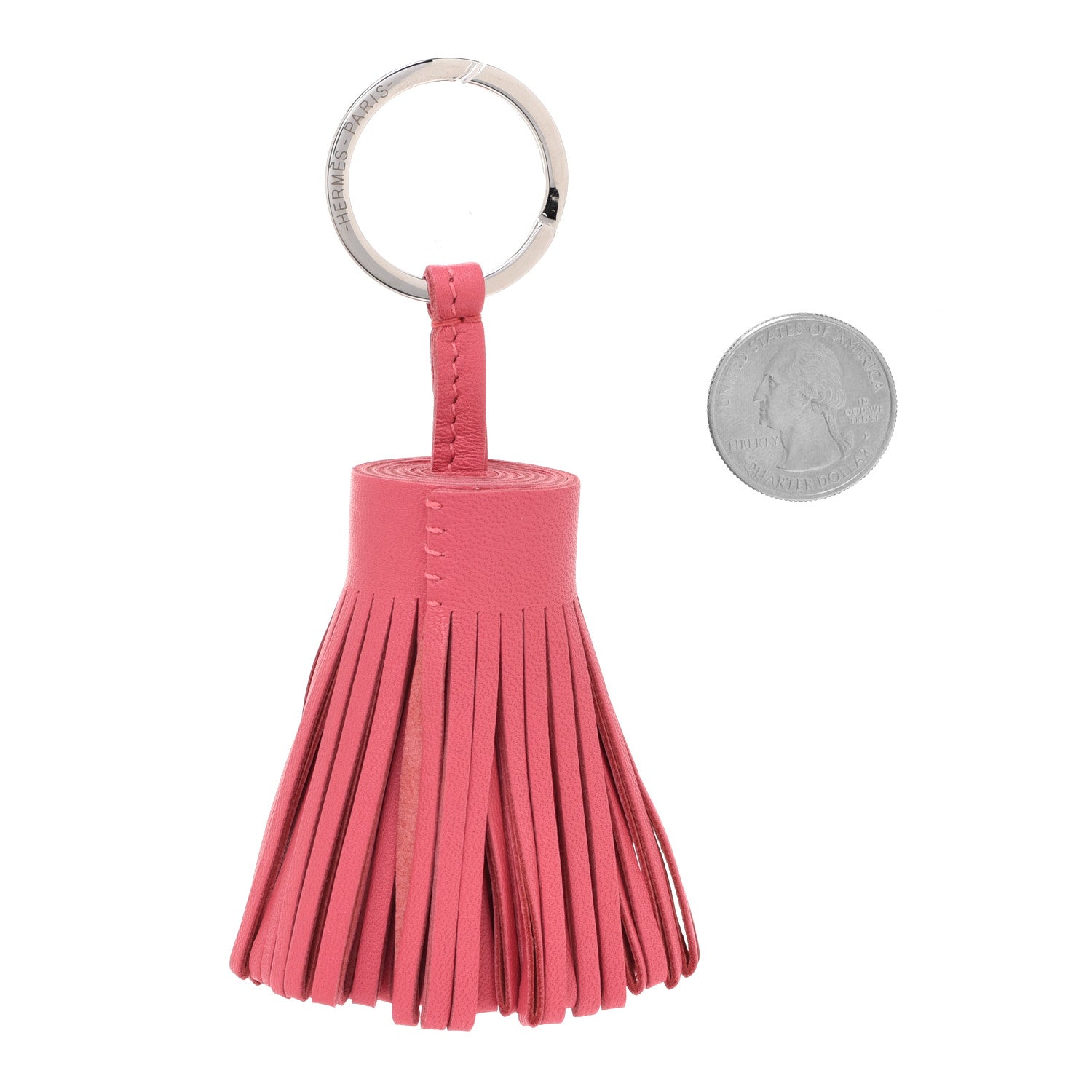 Hermes Lambskin Carmen Tassel Key Holder Rose Shocking 2 of 4