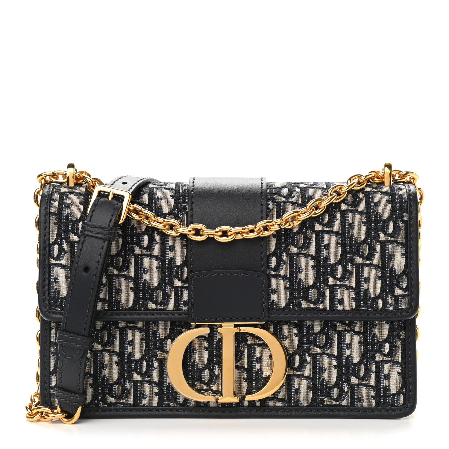 Christian Dior Oblique 30 Montaigne Chain Flap Bag Blue 1 of 8