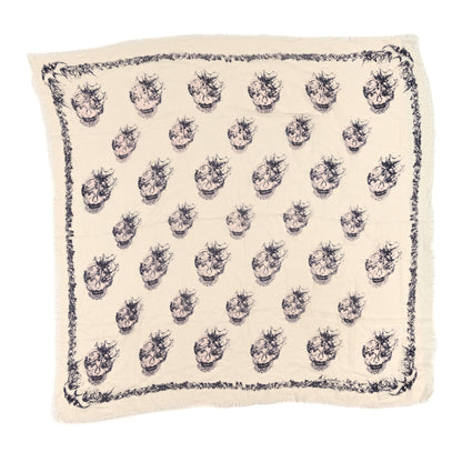 Alexander McQueen Silk Bird Skull Scarf Ivory Black 1 of 3